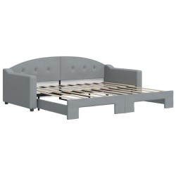 Lit de jour avec lit gigogne gris clair 90x190 cm tissu 