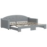 Lit de jour avec lit gigogne gris clair 90x190 cm tissu 