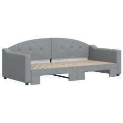 Lit de jour avec lit gigogne gris clair 90x190 cm tissu 