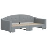 Lit de jour avec lit gigogne gris clair 90x190 cm tissu 