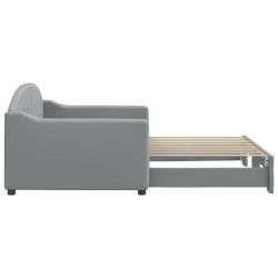 Lit de jour avec lit gigogne gris clair 90x190 cm tissu 