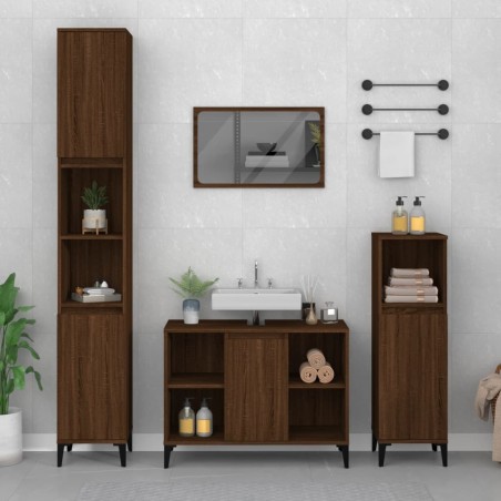 Ensemble de meubles de salle de bain 3 pcs Chêne marron 