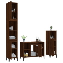 Ensemble de meubles de salle de bain 3 pcs Chêne marron 
