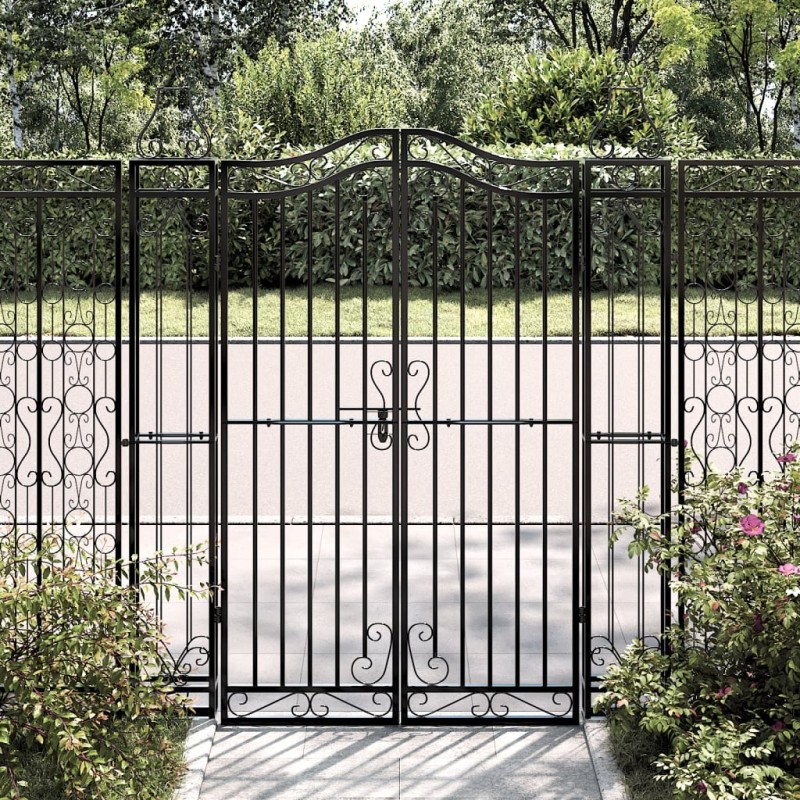 Portail de jardin noir 121x8x150 cm fer forgé Portail de jardin noir 121x8x150 cm fer forgé