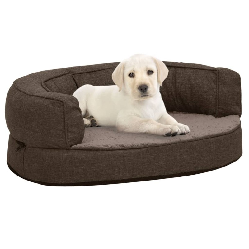 Matelas de lit ergonomique de chien 60x42 cm Polaire aspect lin 