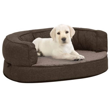 Matelas de lit ergonomique de chien 60x42 cm Polaire aspect lin 
