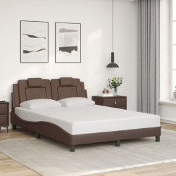 Cadre de lit sans matelas marron 140x190 cm similicuir 