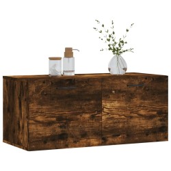 Armoire murale chêne fumé 80x36,5x35 cm bois d'ingénierie 