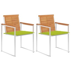 Chaises de jardin avec coussins lot de 2 Acacia solide et acier 