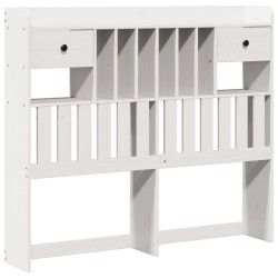 Lit bibliothèque sans matelas blanc 135x190 cm bois pin massif 