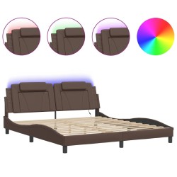 Cadre de lit avec LED sans matelas marron 180x200 cm 