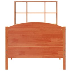 Lit bibliothèque sans matelas cire marron 100x200 cm pin massif 