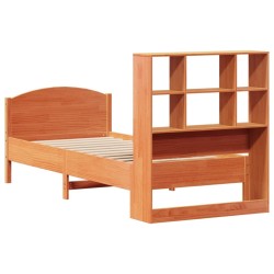 Lit bibliothèque sans matelas cire marron 100x200 cm pin massif 
