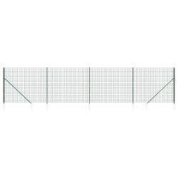 Clôture en treillis métallique et piquet d'ancrage vert 1,6x10m 
