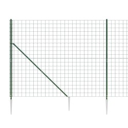 Clôture en treillis métallique et piquet d'ancrage vert 1,6x10m 