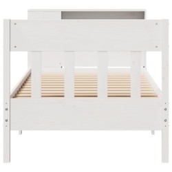 Lit bibliothèque sans matelas blanc 100x200 cm bois pin massif 