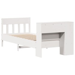 Lit bibliothèque sans matelas blanc 100x200 cm bois pin massif 