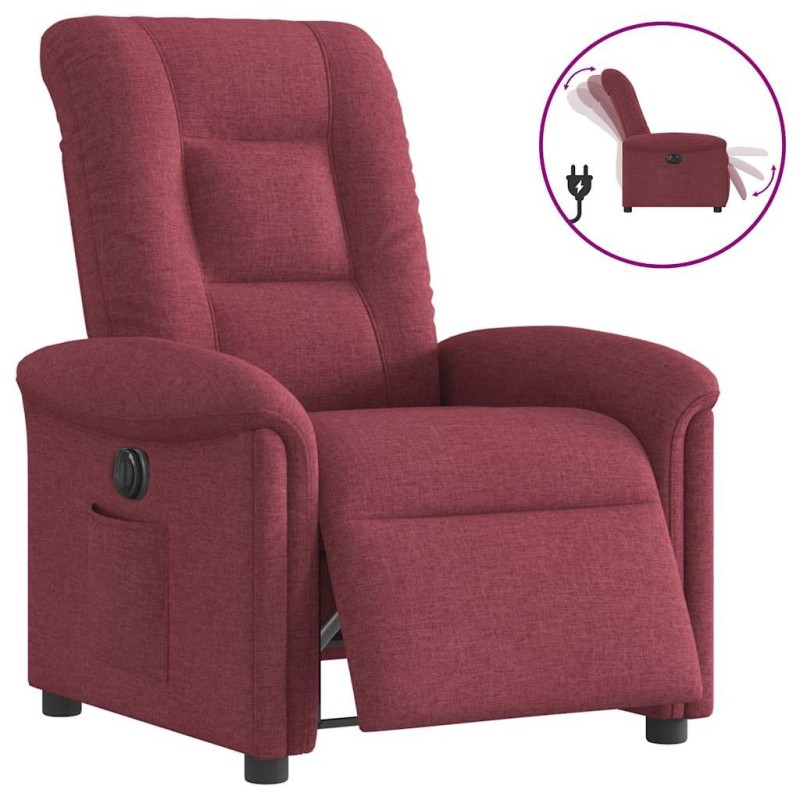 Fauteuil inclinable électrique Rouge bordeaux Tissu 
