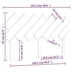 Tête de lit Blanc 151,5x3x81 cm Bois massif de pin 