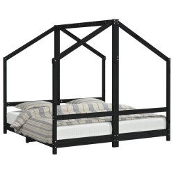 Cadre de lit pour enfant noir 2x(80x160) cm bois de pin massif 