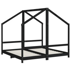 Cadre de lit pour enfant noir 2x(80x160) cm bois de pin massif 