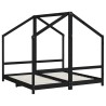 Cadre de lit pour enfant noir 2x(80x160) cm bois de pin massif 
