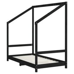 Cadre de lit pour enfant noir 2x(80x160) cm bois de pin massif 
