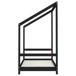 Cadre de lit pour enfant noir 2x(80x160) cm bois de pin massif 