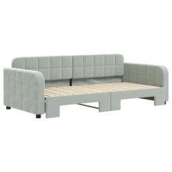 Lit de jour avec lit gigogne gris clair 90x190 cm velours 