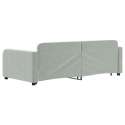 Lit de jour avec lit gigogne gris clair 90x190 cm velours 