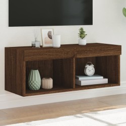 Meuble TV avec lumières LED chêne marron 80x30x30 cm 