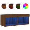 Meuble TV avec lumières LED chêne marron 80x30x30 cm 