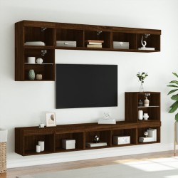 Meuble TV avec lumières LED chêne marron 80x30x30 cm 