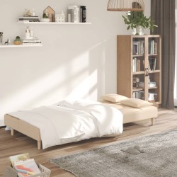 Canapé-lit à 2 places avec deux oreillers crème tissu 