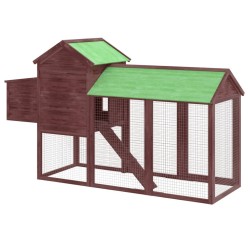 Poulailler moka 193x65x117 cm bois massif de pin 