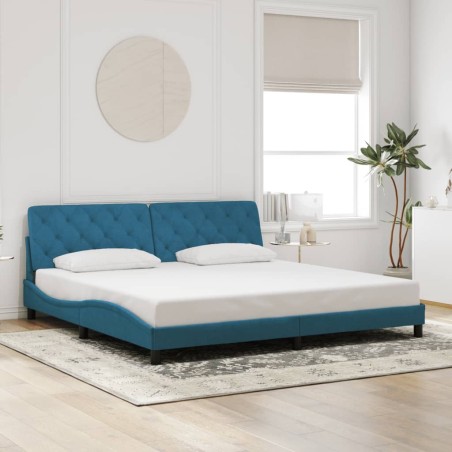 Cadre de lit sans matelas bleu 200x200 cm velours 