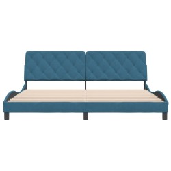 Cadre de lit sans matelas bleu 200x200 cm velours 