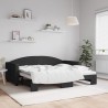 Lit de jour avec lit gigogne noir 90x190 cm tissu 