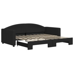 Lit de jour avec lit gigogne noir 90x190 cm tissu 