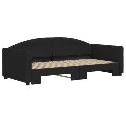 Lit de jour avec lit gigogne noir 90x190 cm tissu 
