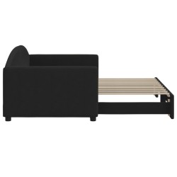 Lit de jour avec lit gigogne noir 90x190 cm tissu 