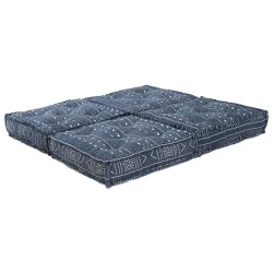 Canapé pouf modulable convertible 2 places en tissu indigo 
