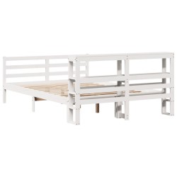 Cadre de lit sans matelas blanc 150x200 cm bois de pin massif 