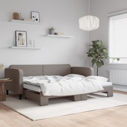 Lit de jour avec gigogne sans matelas taupe 90x200 cm 