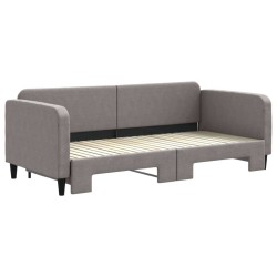 Lit de jour avec gigogne sans matelas taupe 90x200 cm 
