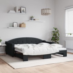 Lit de jour avec lit gigogne noir 90x190 cm tissu 