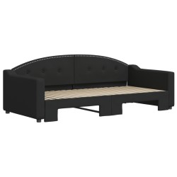 Lit de jour avec lit gigogne noir 90x190 cm tissu 