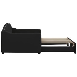 Lit de jour avec lit gigogne noir 90x190 cm tissu 