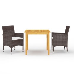 Ensemble à manger de jardin 3 pcs Marron 
