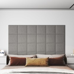 Panneaux muraux 12 pcs Gris clair 30x30 cm Tissu 1,08 m² 